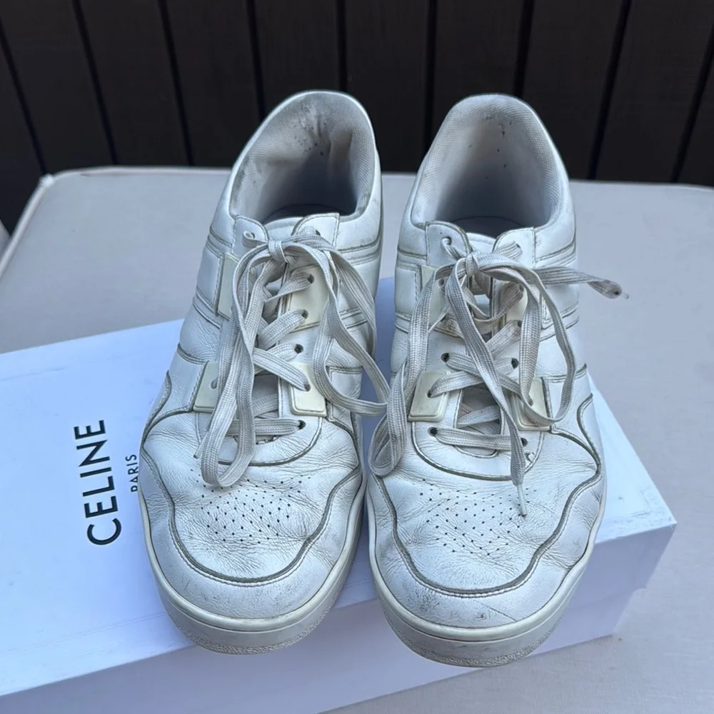 Celine Off-White Leather Low-Top Sneakers - Picture 5 of 9